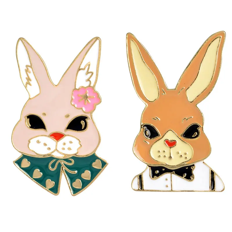 RNG милый мультфильм животное металлическая эмалированная булавка Кролик Алиса