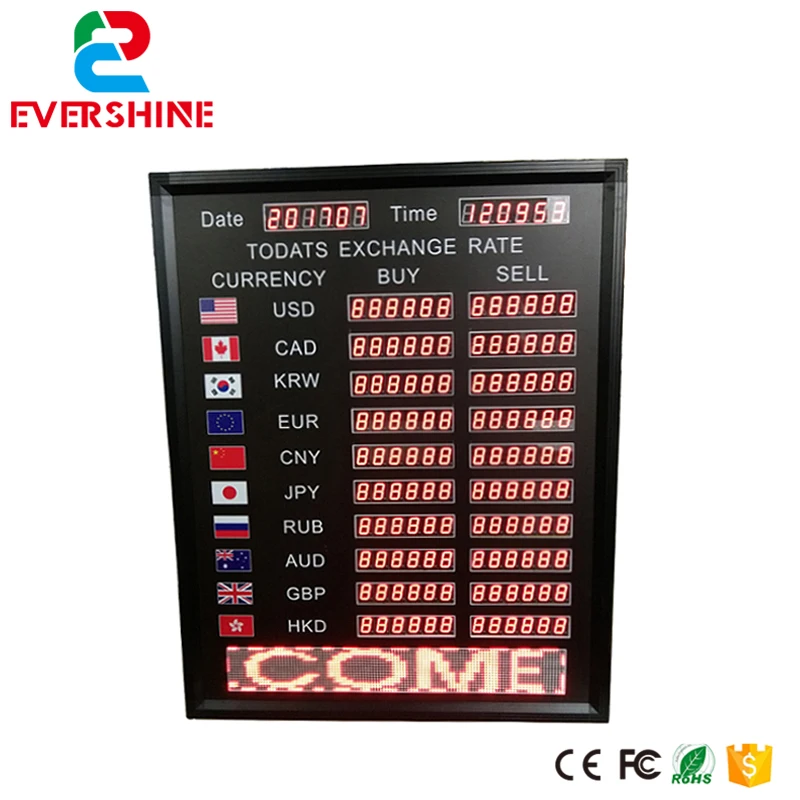 Светодиодный знак электронного дисплея Многонациональная плата по курсу обмена