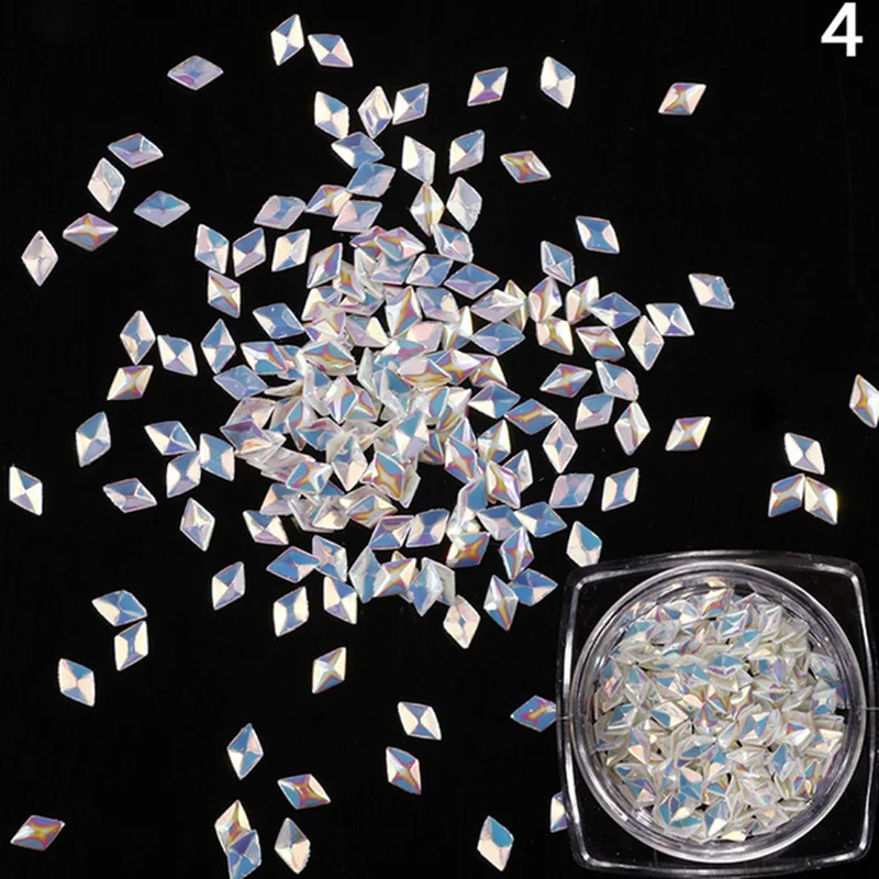 Коробка с единорогом ромб дизайн ногтей Блестящие Блестки Spangle AB цветные
