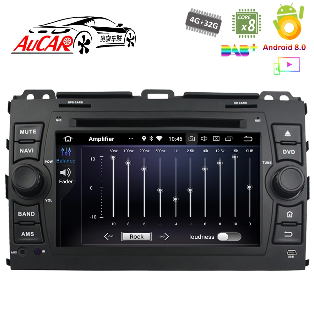 Android 8 0 7 &quotавтомобильный dvd плеер для Toyota Prado 120 Land Cruiser 2002 2009 автомобильный аудио