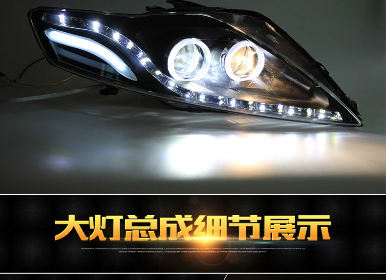 KOWELL автомобильный Стайлинг для Ford Mondeo светодиодный налобный фонарь Mondeo 2007 2008 2009-2012 DRL H7 D2H Hid опция Ангел глаз биксеноновый луч