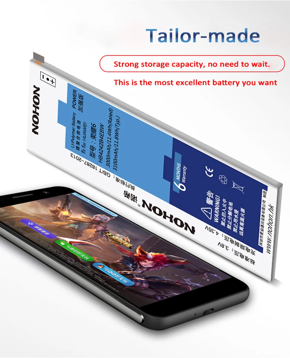 NOHON литий Батарея для huawei P9 P8 G9 Lite Honor 8 9 Lite 6 7 5C 4X 7i наслаждаться 5S HB4242B4EBW HB494590EBC Замена Bateria