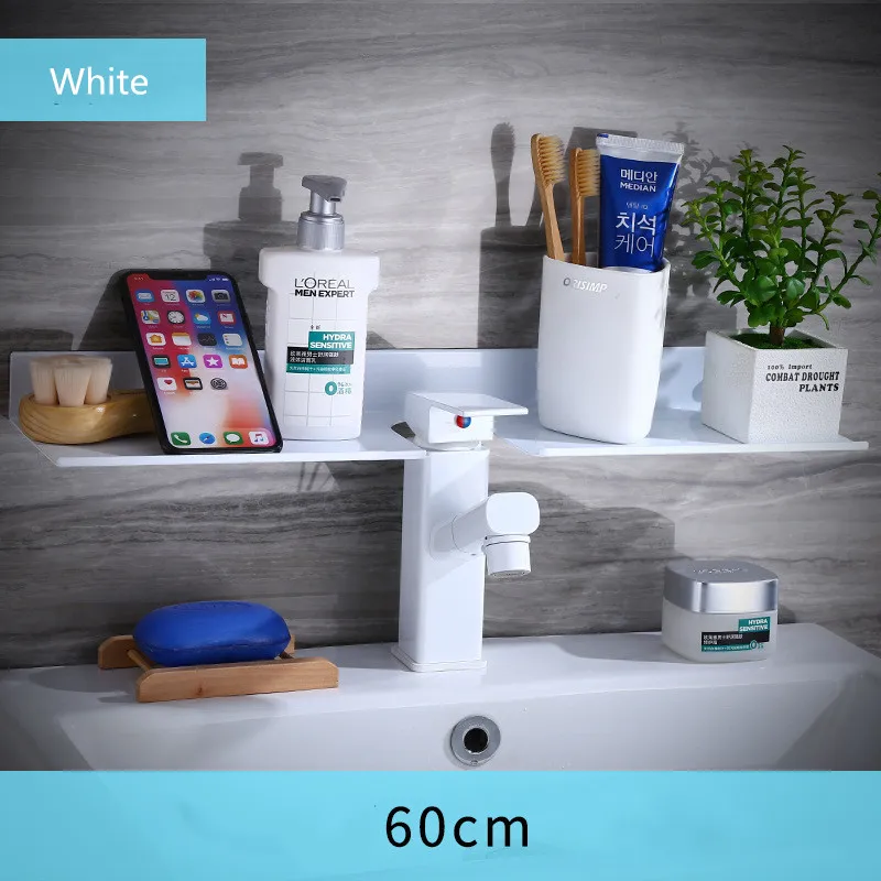white 60 cm Ванная комната полки настенные черный душевая стойка Алюминий Ванная комната Душ Caddy стойку душевая полка для ванной Аксессуары - Цвет: white 60 cm