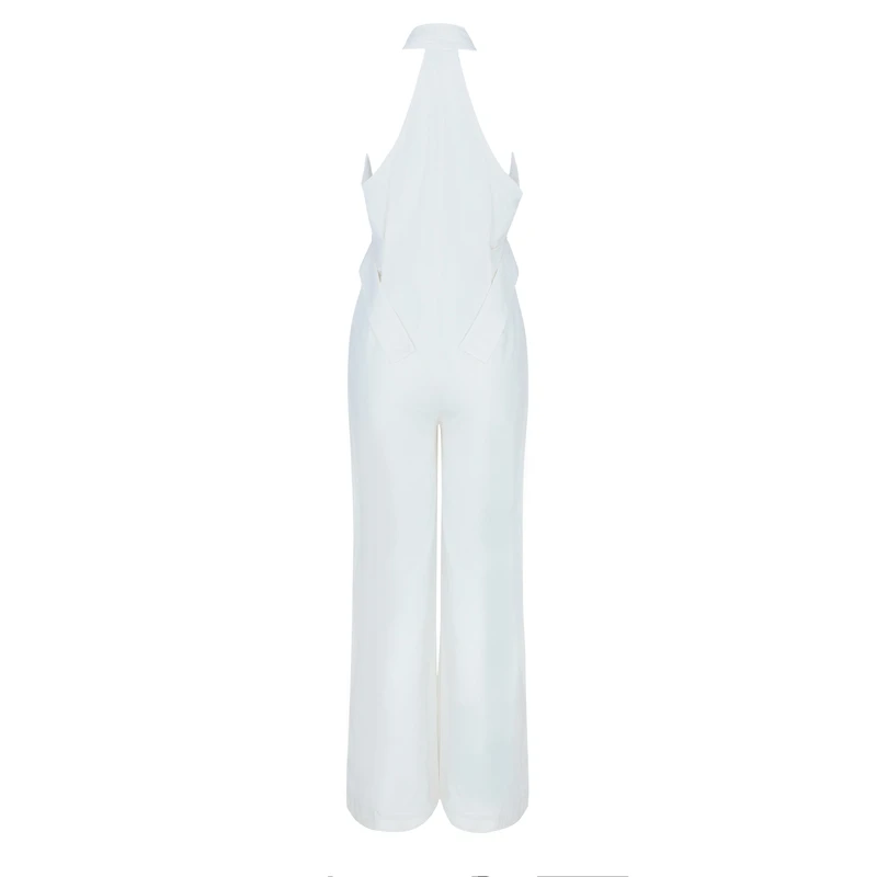 INDRESSME 2019 New Vestidos Women Sexy Deep V Halter Single Breasted Sleeveless Backless Party Summer Full Legs Jumpsuit | Женская