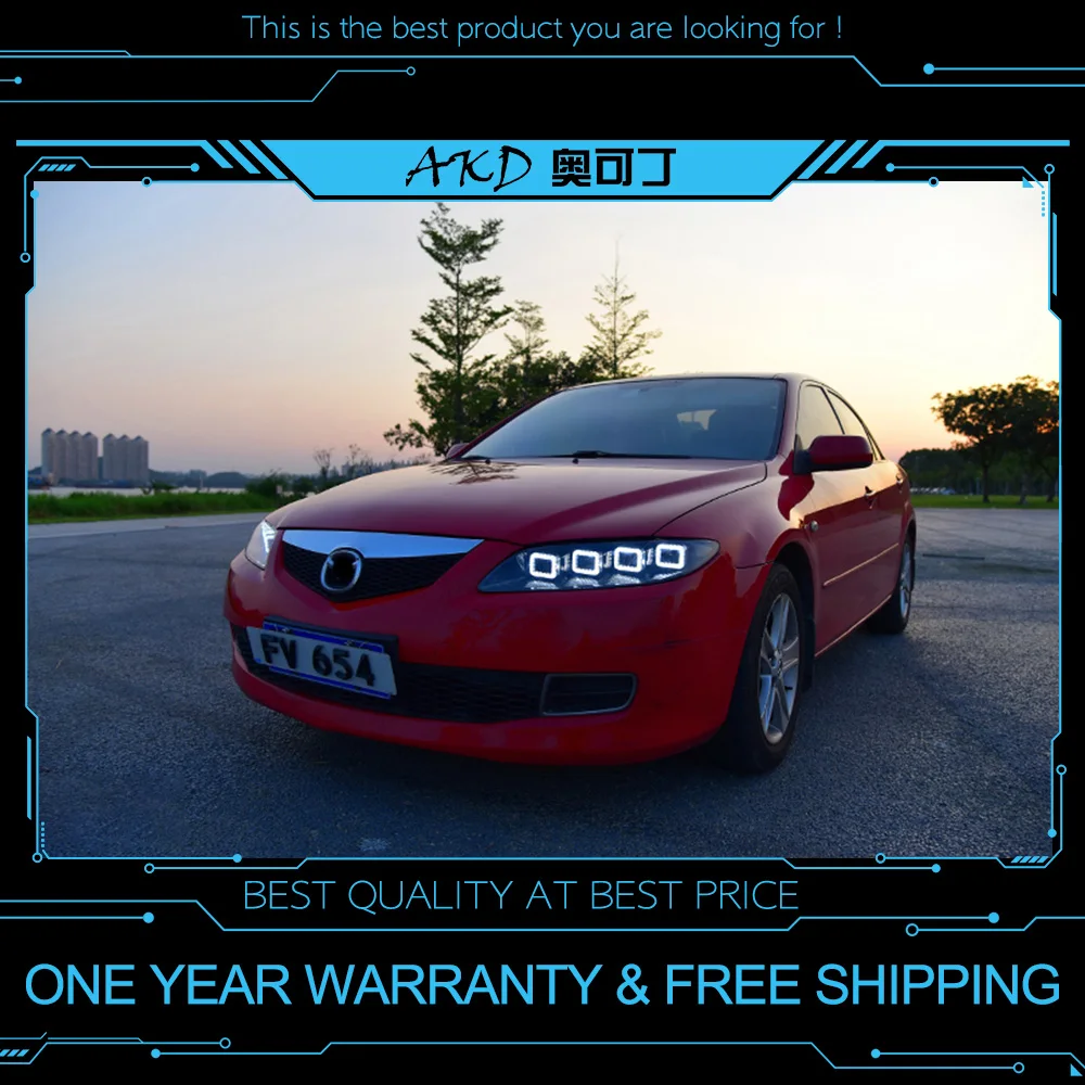 АКД Тюнинг автомобилей фары для Mazda 6 мазда 6 2004- светодиодные фары DRL ходовые огни биксеноновый луч Противотуманные фары с ангельскими глазками