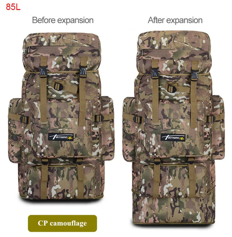 CP camouflage 85L большой Ёмкость рюкзак из нейлона водонепроницаемый военный камуфляж MOLLE армейская мужской рюкзак для кемпинга для похода Путешествия Рюкзаки - Цвет: CP camouflage