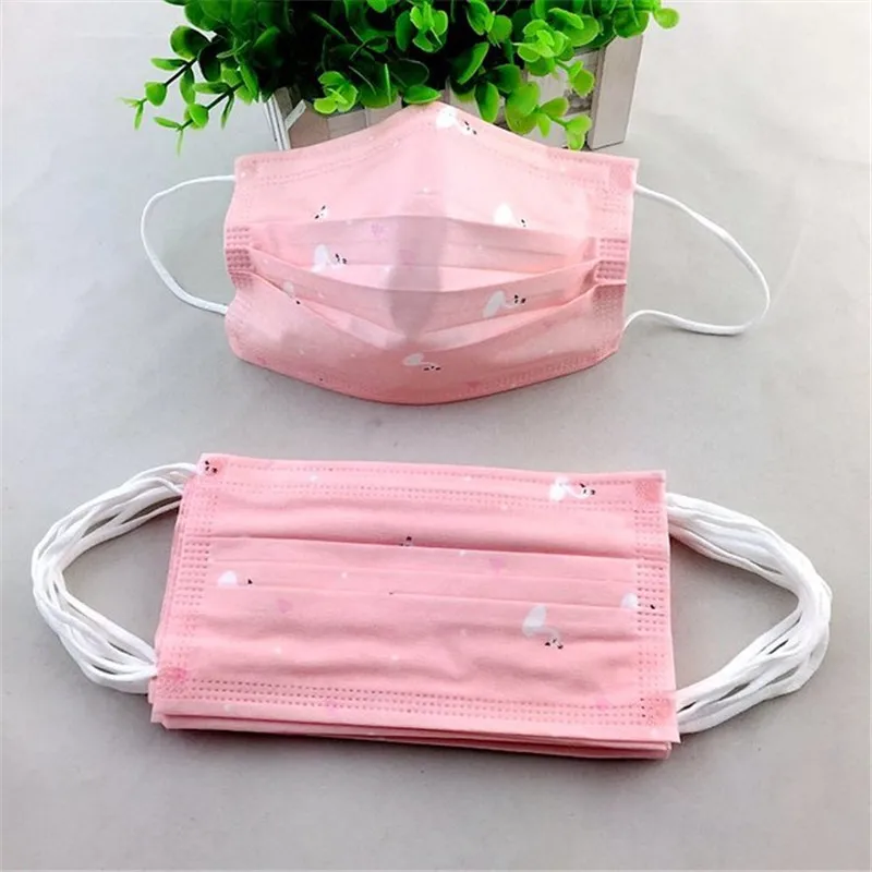 7 10PCS Anti-dust Windproof Disposable Mouth Mask Cute Cartoon Non-woven 3 Layers Anti Haze Adult Printed Masks - Цвет: 7