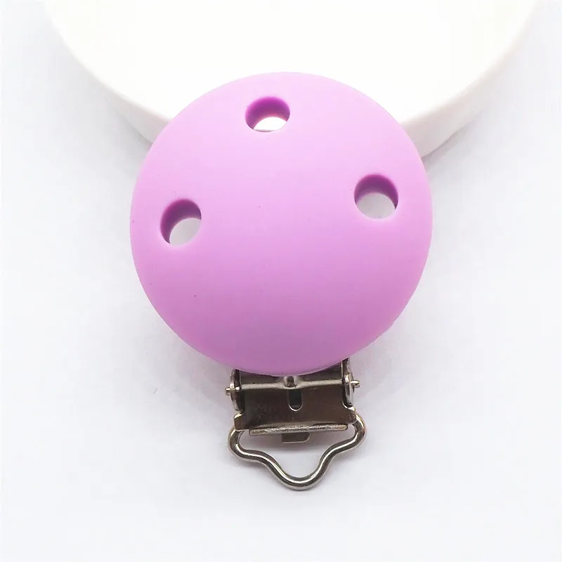 Lilac Chenkai 100 шт. силиконовые соски зажимы DIY Детские Прорезыватель зубов, пустышка Монтессори сенсорные ювелирные изделия держатель цепи игрушки круглые скрепки BPA бесплатно - Цвет: Lilac