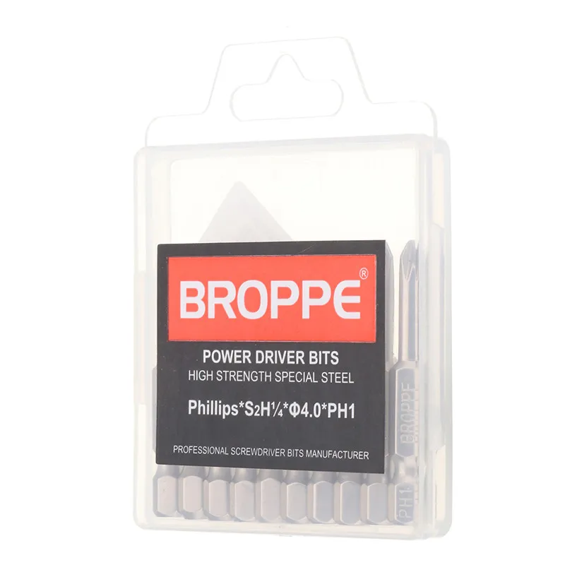 4mm BROPPE 10 шт. PH1 3/4/5/6 мм, отвертка, биты, 1/4 ''шестигранным хвостовиком диаметром 50 мм Магнитная отвертка с крестообразным биты прочный - Цвет: 4mm