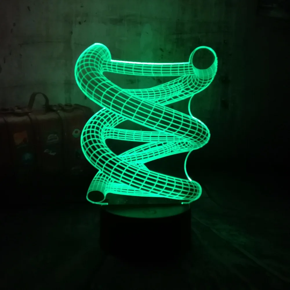 Новинка 2019 креативная лампа для Chtistmas 3D DNA USB светодиодный светильник 7 цветов