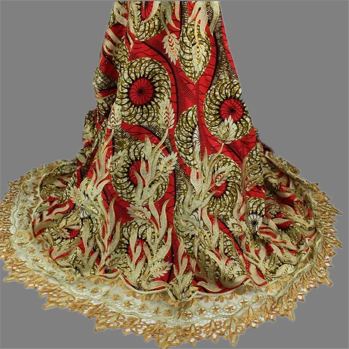 Высокий класс вышивка хлопка Африканская воск с гипюр кружевной ткани для одежды