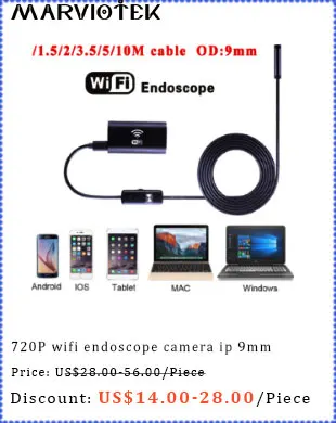 Micro USB Android телефон Бороскоп, эндоскоп, камера 8 мм диаметр 1/1. 5/2/3,5/5 м IP67 водонепроницаемая Мини камера 6 светодиодный USB эндоскоп