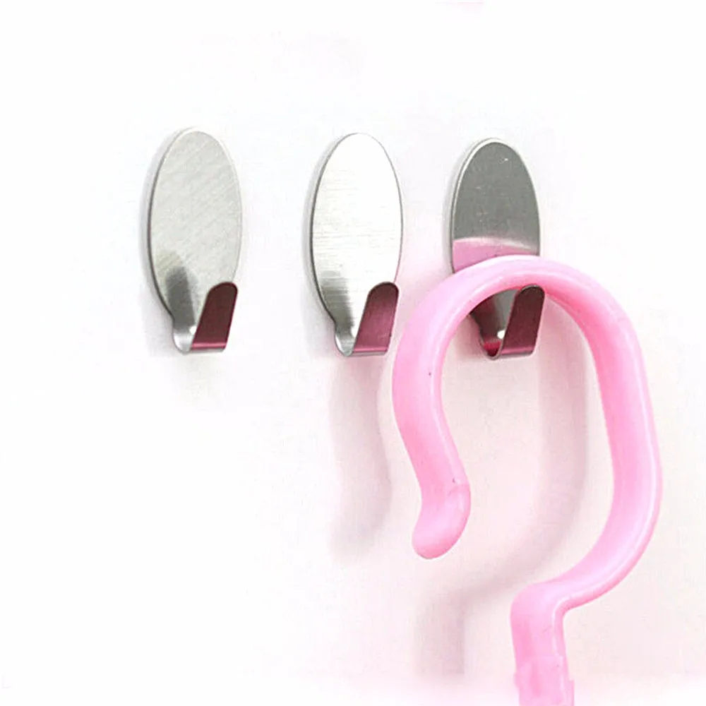 6x Useful Stick On Hook Strong Self Adhesive Sticky Coat Hat Metal Hanger Silver Dropshipping Apr29 | Дом и сад