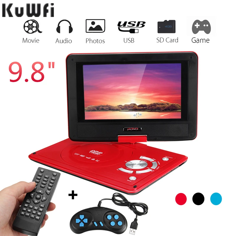 Портативный DVD плеер KuWFi с поворотом на 270 градусов перезаряжаемый цифровой