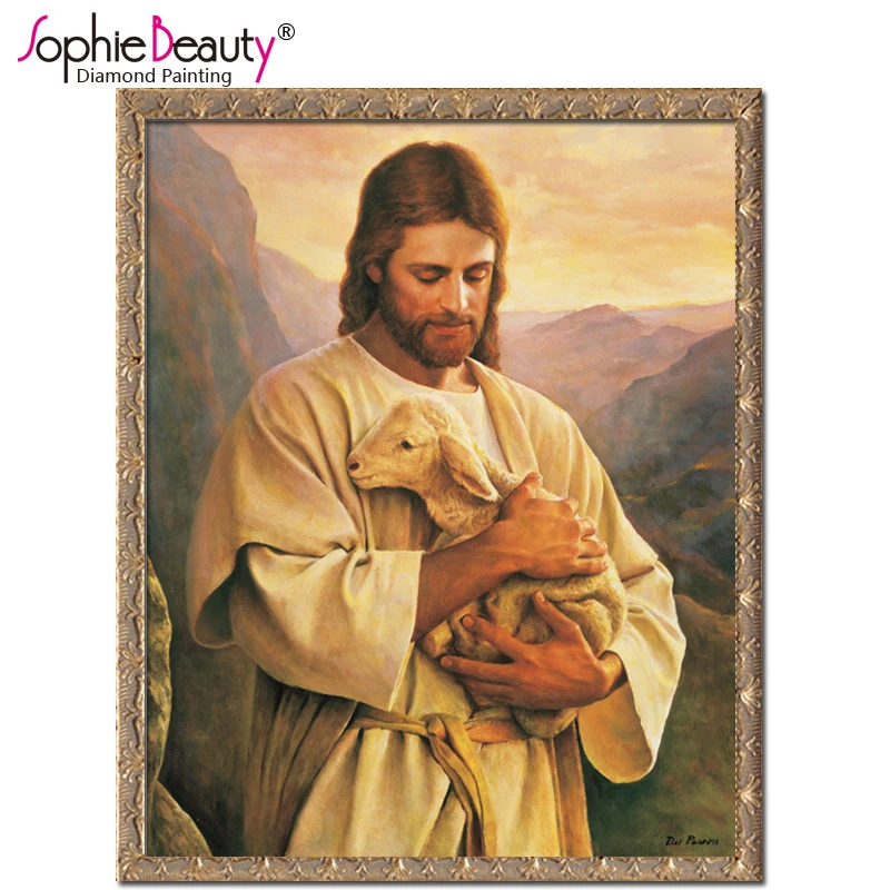 Sophie Beauty алмазные Стразы для рукоделия вышивка крестиком Христос овечка кристалл