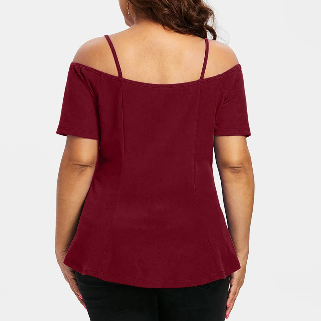 Блузка женская однотонная с коротким рукавом модный топ открытыми плечами