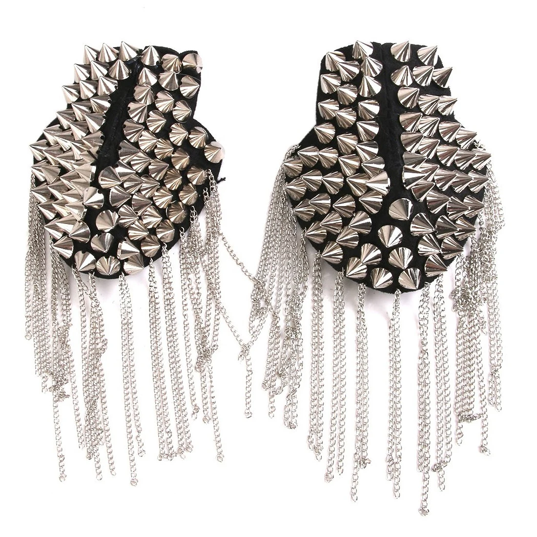 1 пара панк юбка серебряное ожерелье с заклепками и кисточками значок на плечо|badge