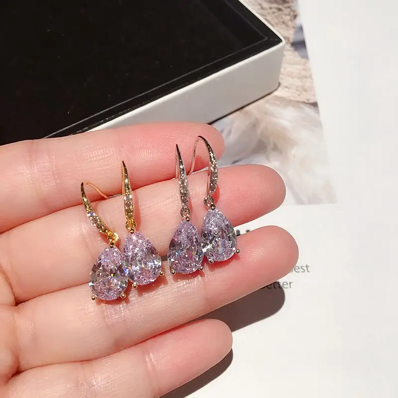 Высококачественные висячие серьги в форме капли воды золотого/серебряного цвета