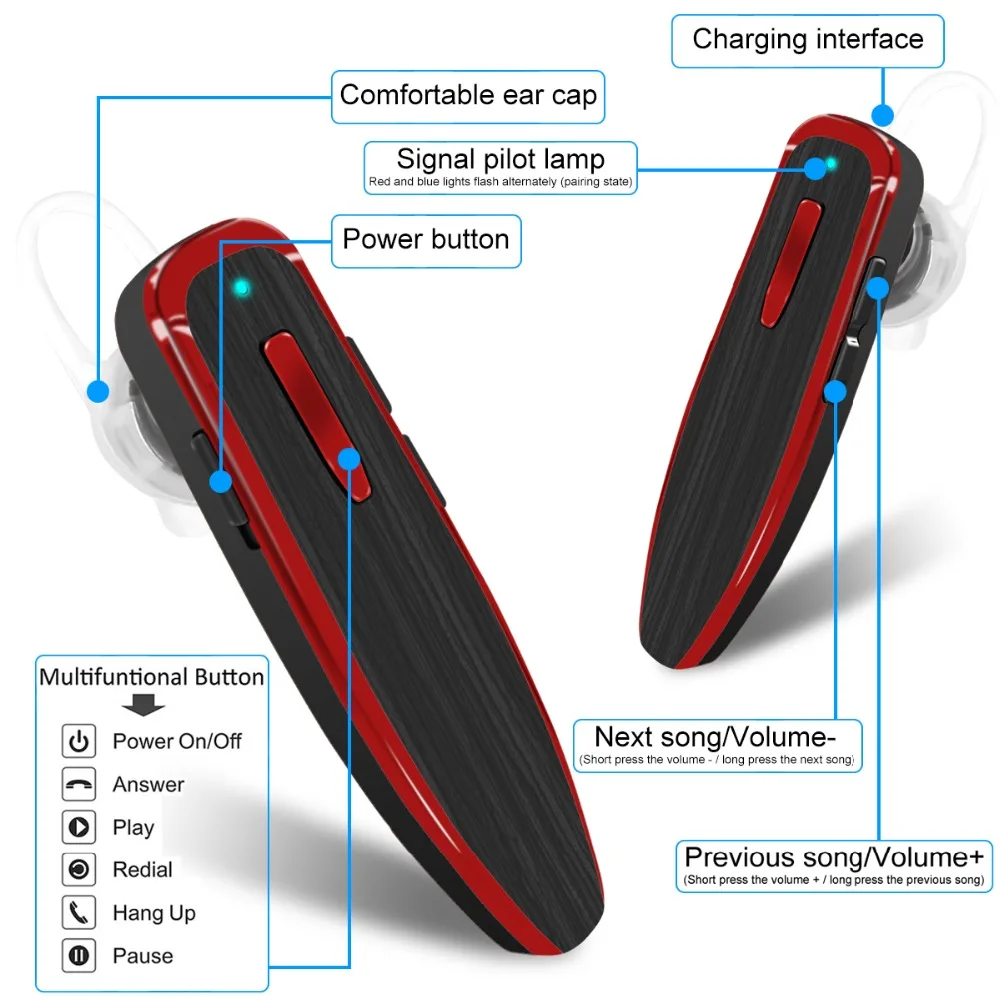Bluetooth гарнитура с шумоподавлением Микрофон Беспроводные наушники громкой связью