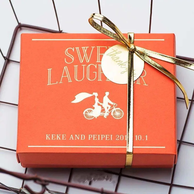 Бесплатная доставка 50 шт. свадебные подарки индивидуальная Дата имя на коробке