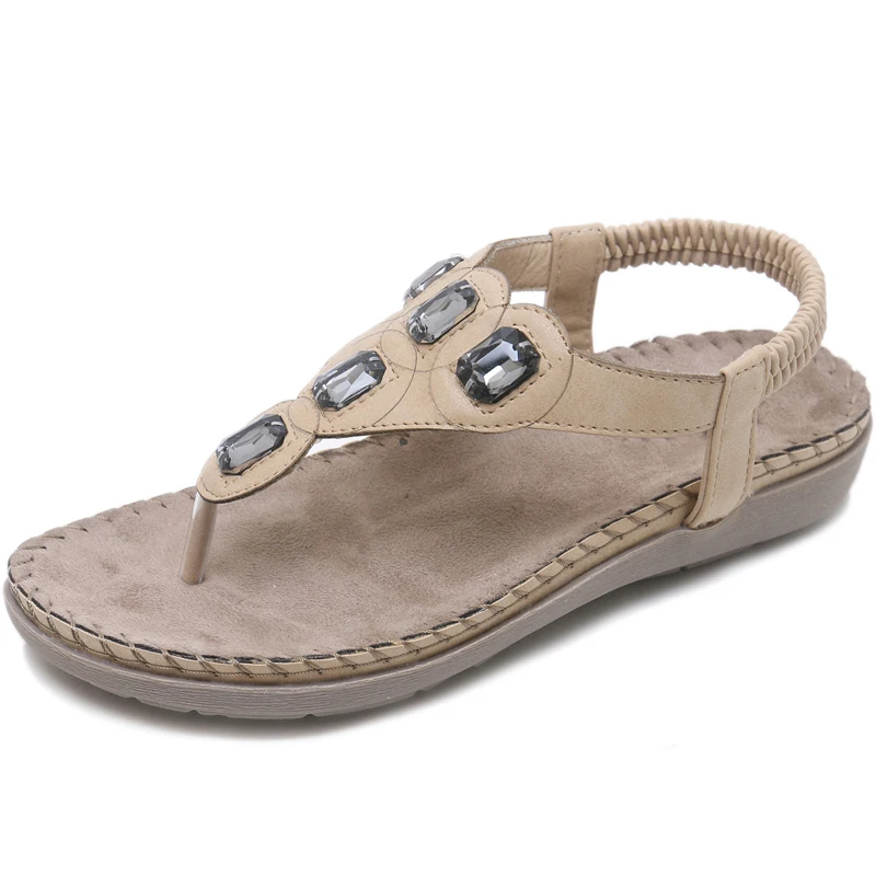 

HOVINGE New Women Flat Sandals Plus Size 35-42 Fashion Crystal Woman Shoes Summer Footwear Beach Flip Flops Shoes Women