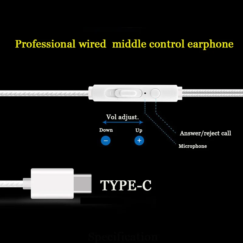 Наушники USB Type C проводные с микрофоном наушники вкладыши типа для LeEco Le 2 / Max/ Pro Xiaomi