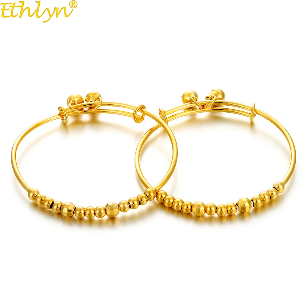 

Ethlyn 2pcs/lot Christmas Jewelry Gifts Adjustable Durable Gold Color Girls Boys Bangles Bracelet B141
