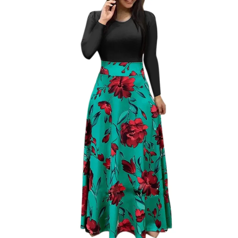 Новинка Лидер продаж Для женщин Цветочный принт платье с длинными рукавами