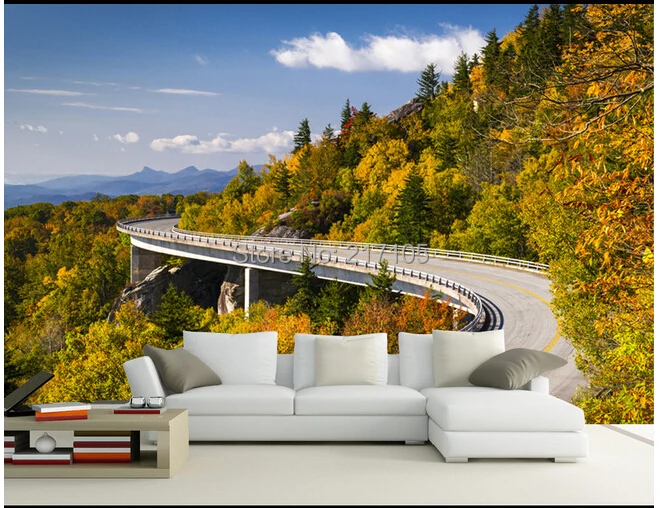 

Custom Papel de parede wallpaper for the living room sofa backdrop wall paper vinyl wallpaper highway landscape