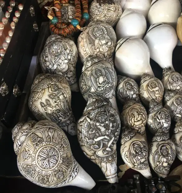 old Tibet temple Conch Shell Trumpet Winged Garuda Bird God Tantra Buddha Statue | Дом и сад