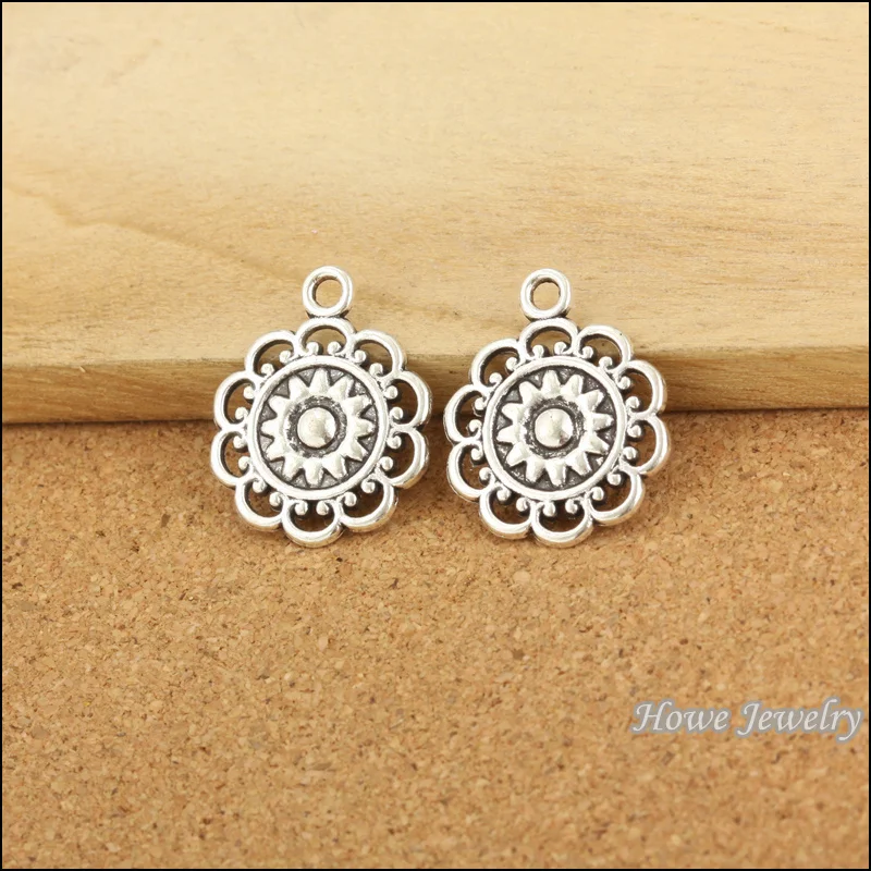 40 шт винтажные подвески цветок кулон античное серебро подходят браслеты