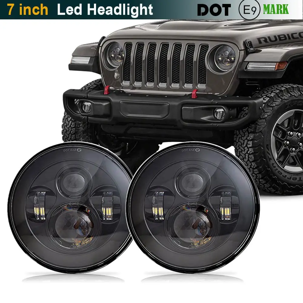 2 шт. 7 дюймов светодиодный налобный фонарь с Halo Ring Amber поворотник для lada Niva 4x4 suzuki samurai " DRL Halo Фары для ваз 2101