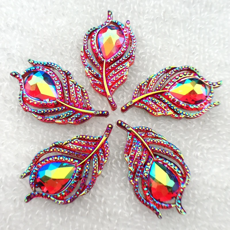 B071 Шикарные 20 шт 20*38 мм милые AB лист и Феникс вниз rhinestononeflatback Кнопка кабошон Аппликации/Свадебные украшения Ремесло - Цвет: B071
