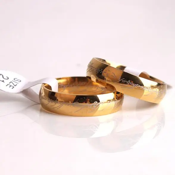 Кольца золотого цвета с цепочкой из бисера мужские и женские ювелирные изделия