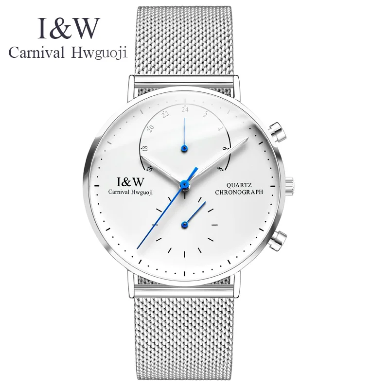

Watch Men Top Brand Luxury Ultra Thin Carnival Stainless Steel Mesh Band Quartz Men Watches Sapphire Fashion Casual Male Clock