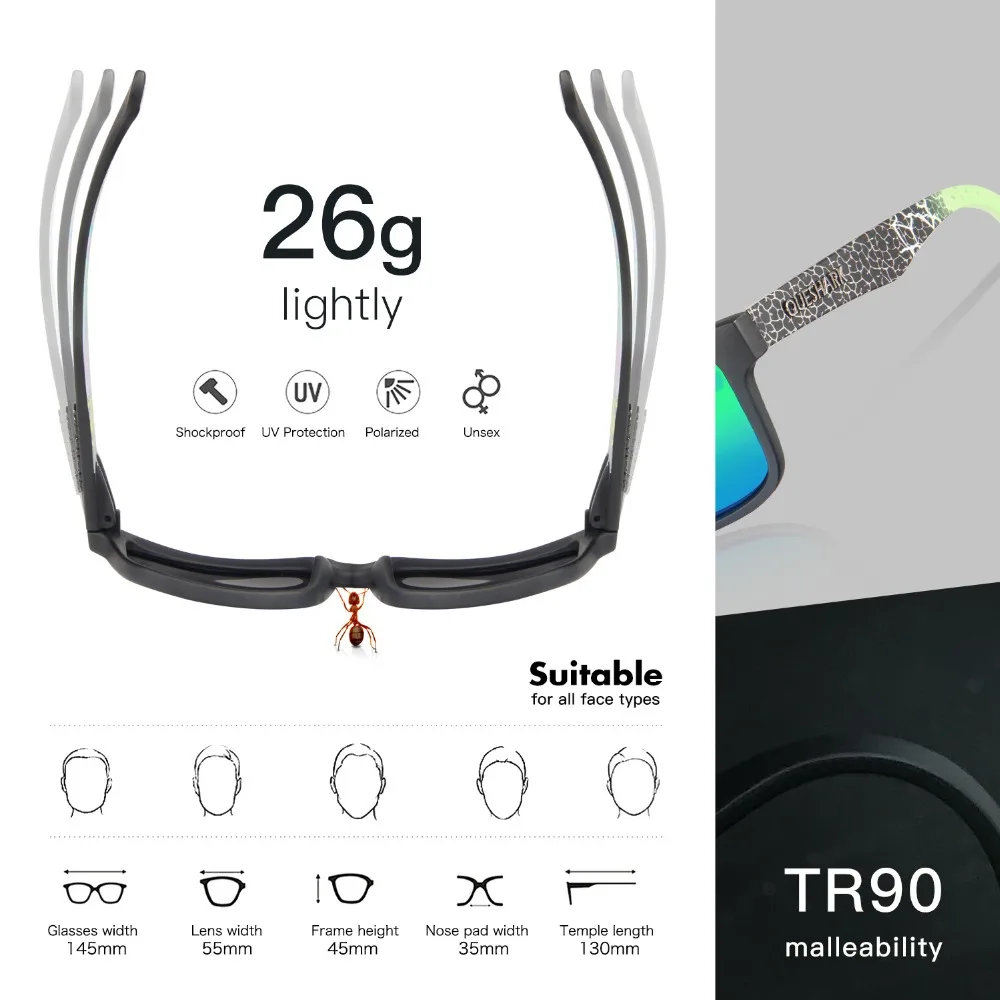 QUESHARK TR90 с принтом рамки поляризованные походные солнцезащитные очки Uv400 Кемпинг Рыбалка очки спортивные очки