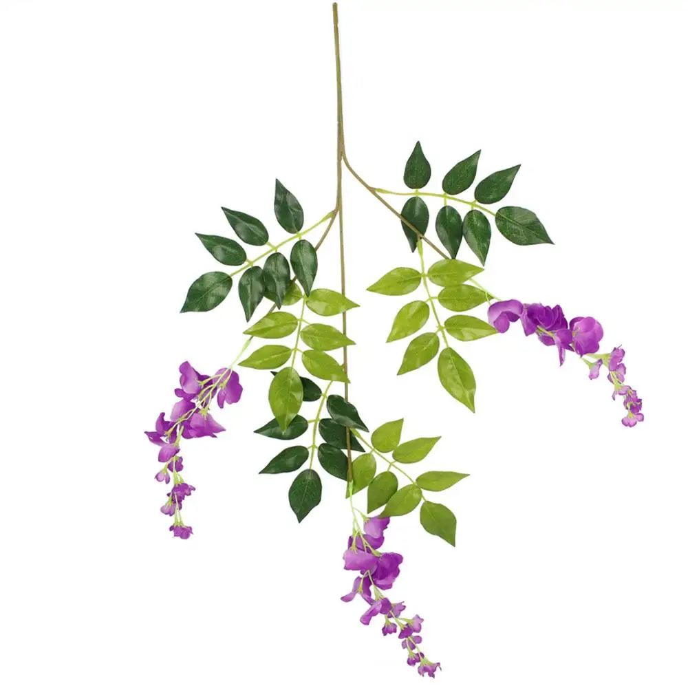 purple S size 6 шт. романтическая шелковая Вистерия искусственная Висячие Цветы Висячие Искусственные цветы для свадебной вечеринки украшения дома сада фиолетовый белый - Цвет: purple S size