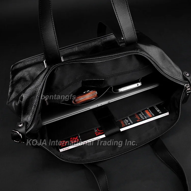 Высокий Класс Натуральная Кожа Мужчин Портфель Черный мужчины сумка из