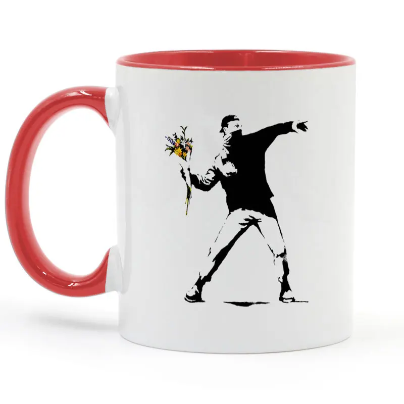Кружка для кофе с цветочным горлышком Banksy креативные подарки 11 унций GA1579 | Дом и