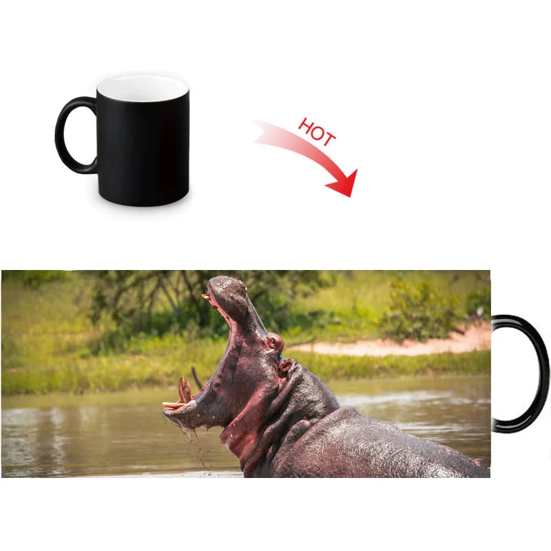 Забавные кружки с рисунком бегемота кружка для кофе меняющая цвет чашка чая и