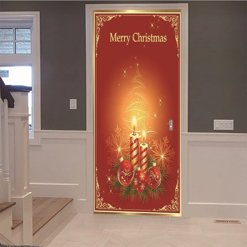 Door Stickers 77x200 см 3D вишневые Цветы зонтик наклейка на дверь для гостиной спальни водостойкие самоклеящиеся обои домашний декор Фреска Наклейка - Цвет: Door Stickers