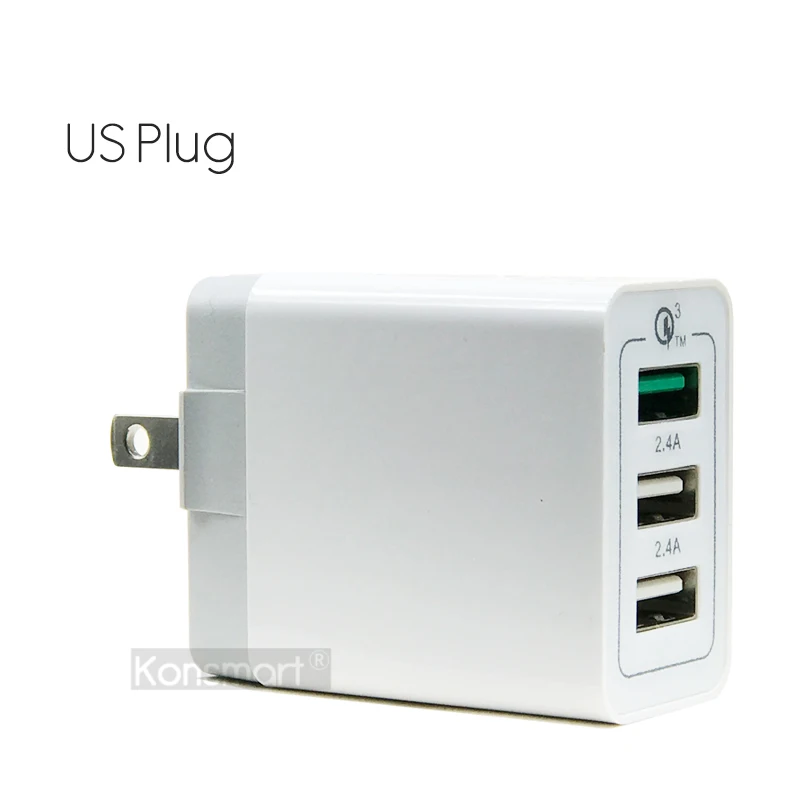 KONSMART Quick Charge 3,0 USB адаптер питания для samsung Xiaomi huawei мобильный телефон Быстрая зарядка евро Зарядка для iPhone iPad - Тип штекера: США
