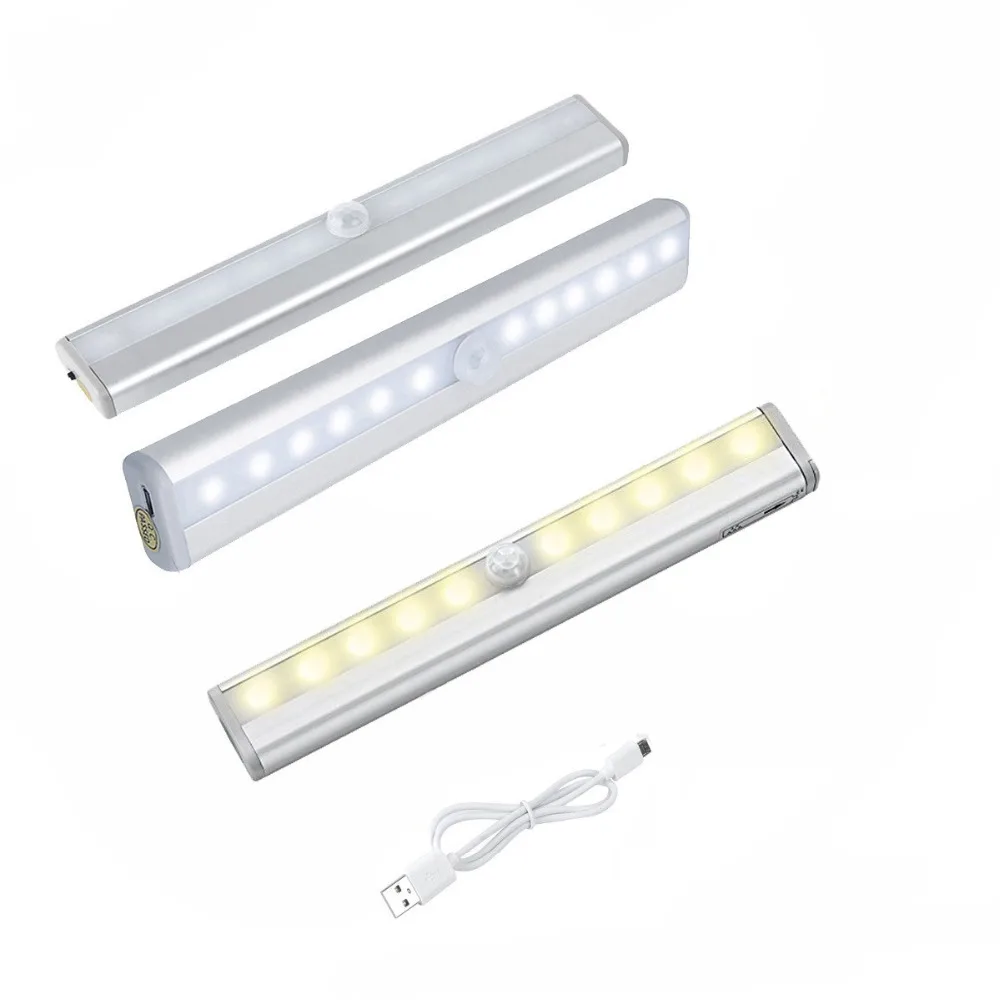 Движения PIR Сенсор светодиодный ночной Светильник USB Перезаряжаемые светильник