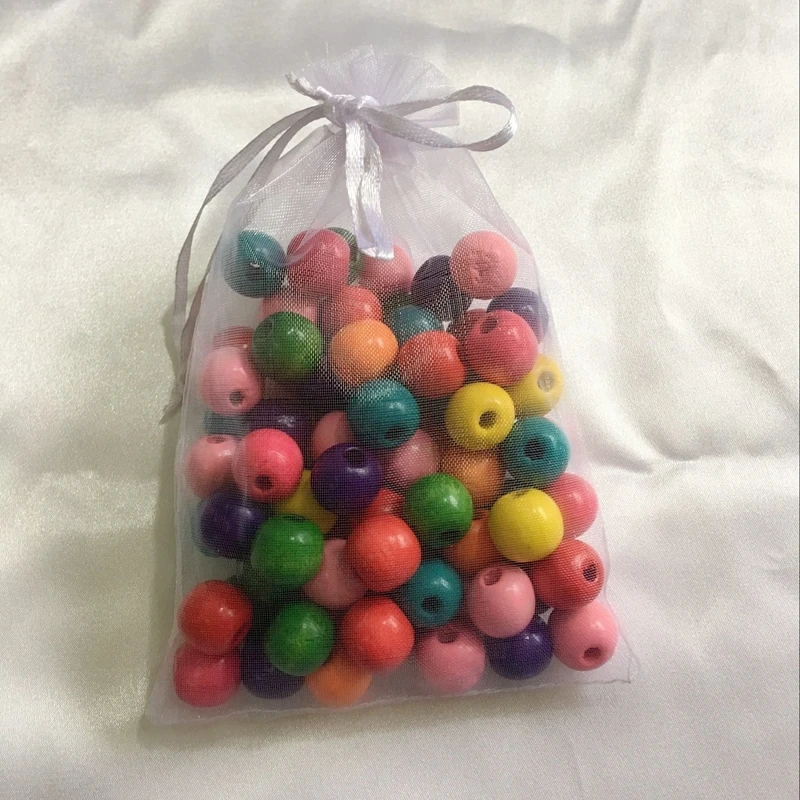 Бусины круглые деревянные для ювелирных изделий 8-14 мм/Размер 200 г/лот разные