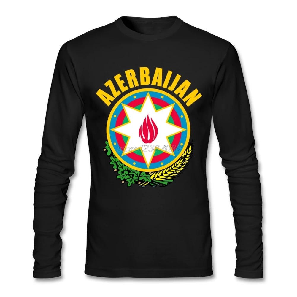 Фото Новинка 2019 мужские футболки Hombre с круглым вырезом герб Азербайджана Модная