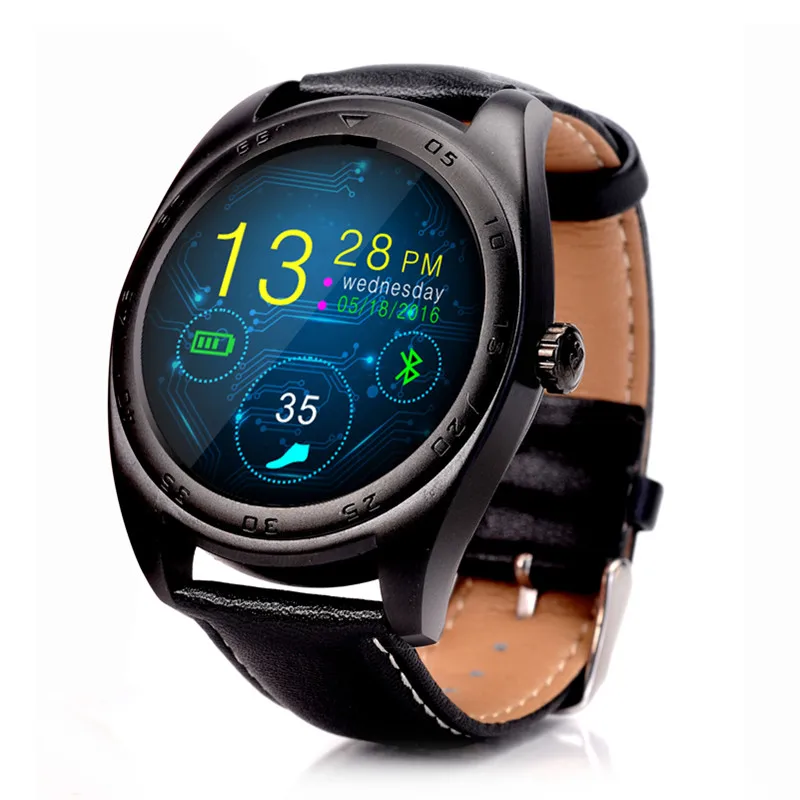 Смарт-часы K89, Bluetooth 4,0, MTK2502C, напоминание о звонках и сообщениях, пульсометр, умные часы для телефонов Apple, Android, IOS - Цвет: Black Leather Strap