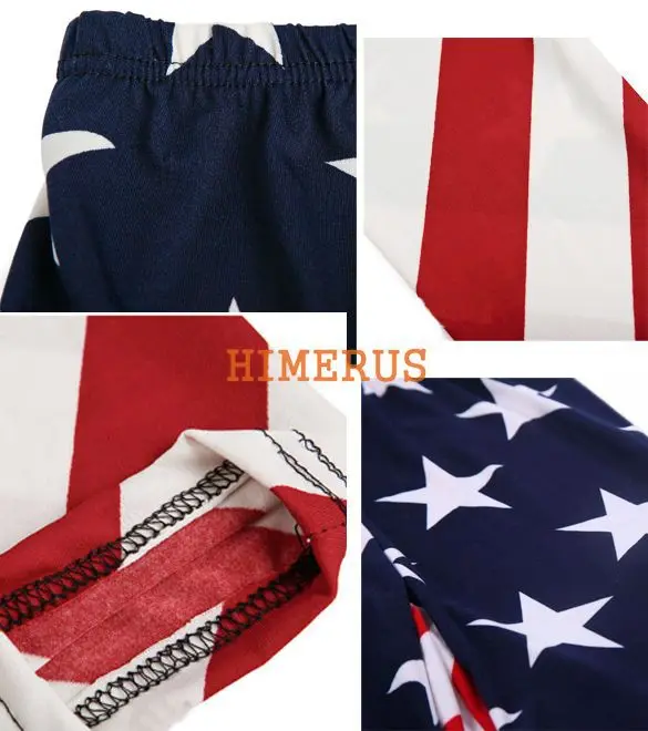 Fashion Women American Flag Stripe Star Print Leggings Lady Summer Skinny Cropped Jeans Free Shipping 5867 | Женская одежда