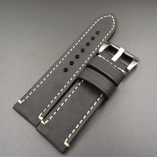Wholesale 10PCS / lot 20MM 22MM 24MM genuine leather Crazy horse Watch band watch strap man straps black -WB120703 | Наручные часы