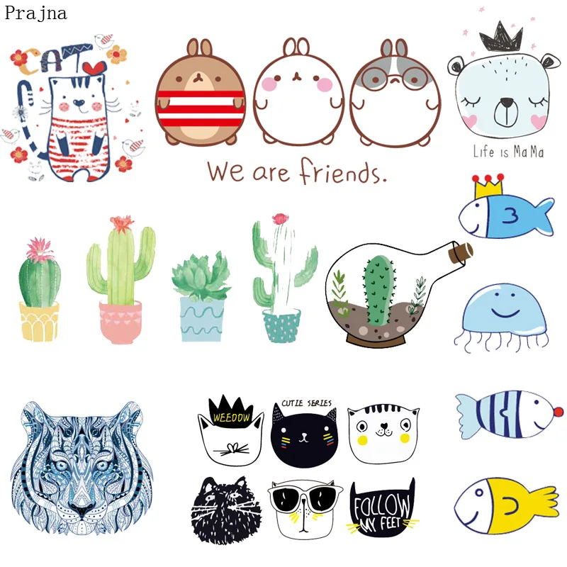 Нашивка Prajna с изображением кактуса кота аппликация мультяшный Железный