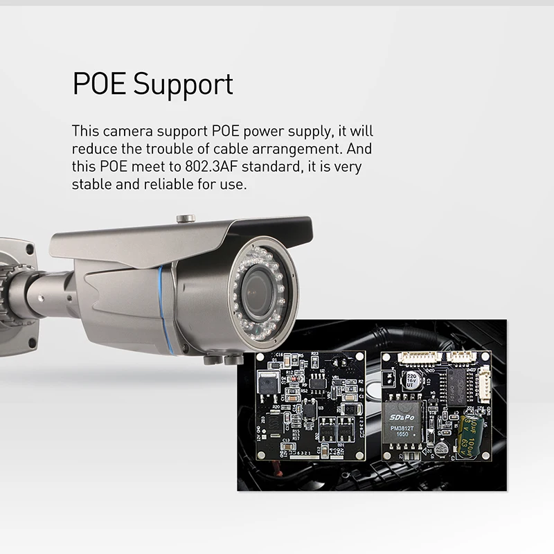 Водонепроницаемая уличная IP-камера POE 3MP 2 8-12 мм с зумом H.265 HD 1296P / 1080P 42 ИК